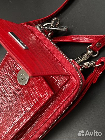 Сумка натуральная кожа красная
