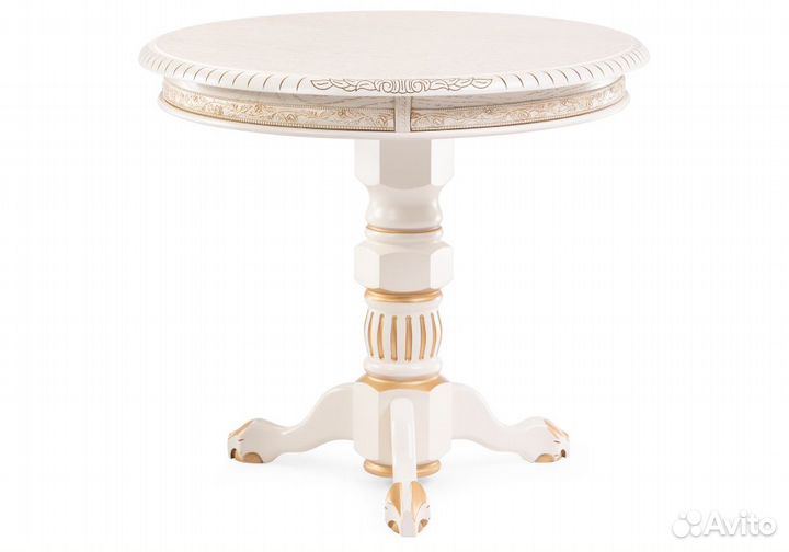 Журнальный стол Бернард 70х63 крем с золотой патин