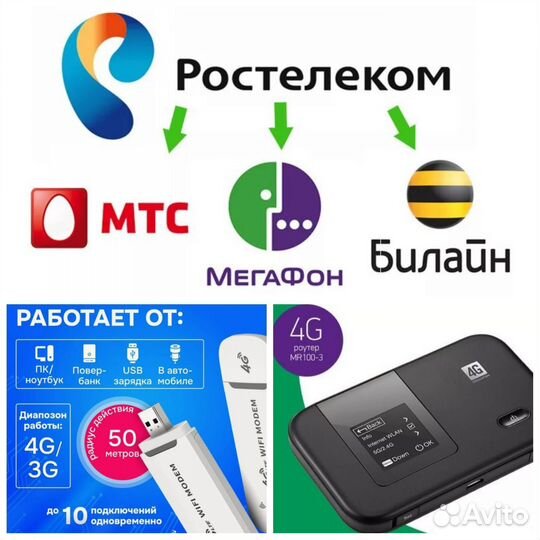 Комплект интернета модем USB 4G WiFi безлимитный