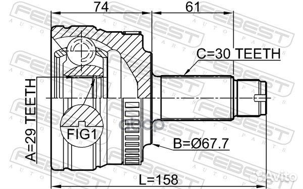 2910-rriiir шрус наружный к-кт ABS, 29x67.6x30