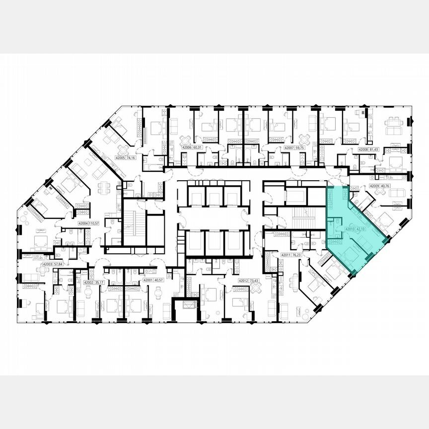 1-к. квартира, 42,4 м², 20/46 эт.