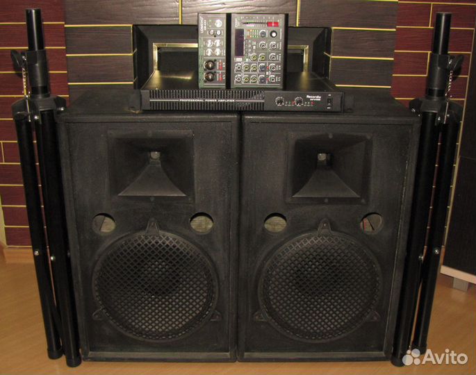 Колонки FA 1000W 2ш 12Pro Усилитель Микшер Штативы