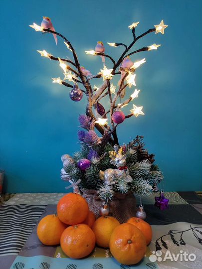Новогоднее светодиодное дерево на стол литая хвоя