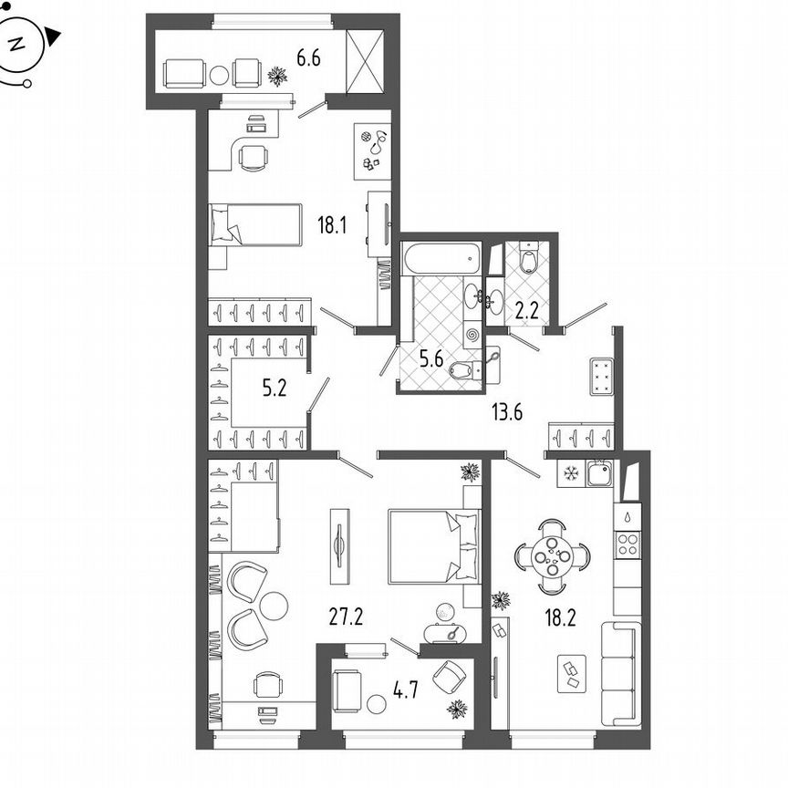 2-к. квартира, 109,7 м², 2/10 эт.