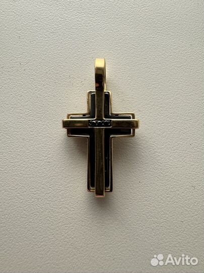 Золотой крестик 750-я проба с чёрными бриллиантами