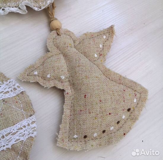 Елочные игрушки Новые льняные мягкие 