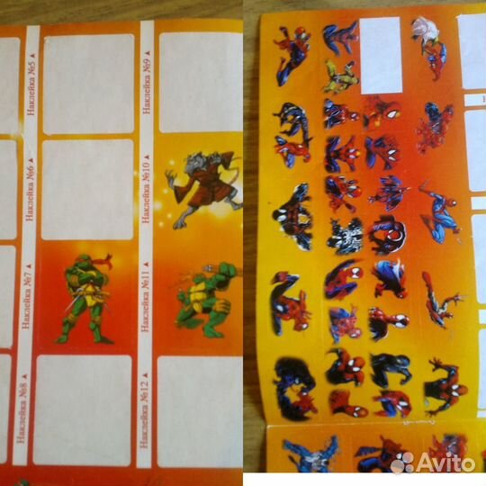 Редкие и старые наклейки Ниндзя,Тачки,паук,Морти