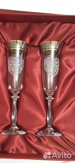 Хрустальные фужеры свадебные бокалы Богемия