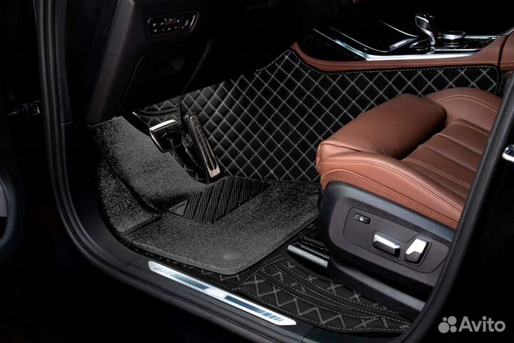 3D Коврики Тойота Ленд Крузер 100 Экокожа Салон Ба