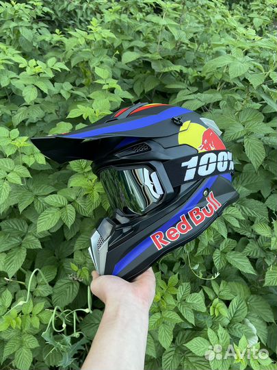 Кроссовый шлем Redbull с очками Новый