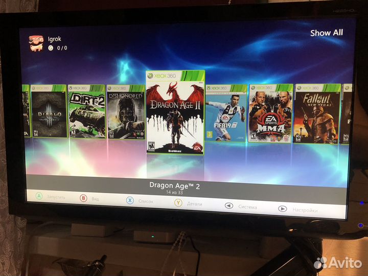 Xbox 360 slim прошитый на 250Гб с играми