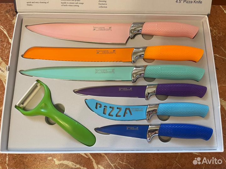 Набор кухонных ножей 6 шт. + овощечистка