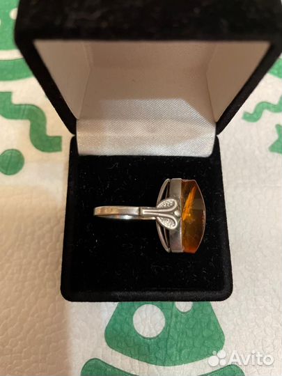 Кольцо серебро с янтарем СССР