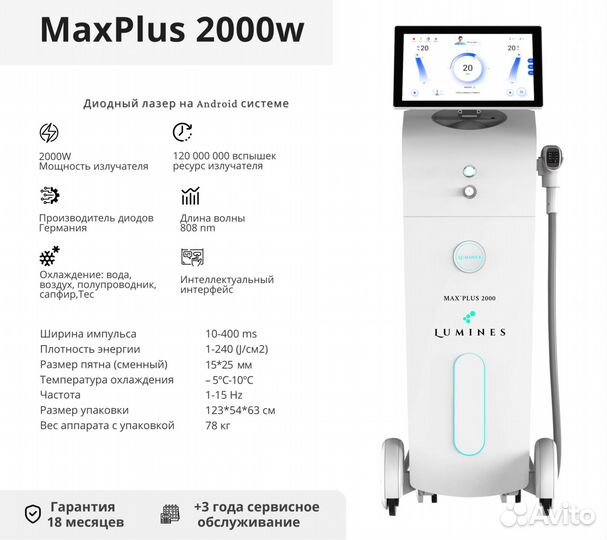 Диодный лазер для эпиляции люминес Max’Plus 2000