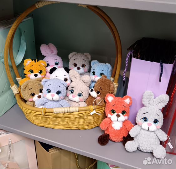 Игрушки малышки, вязаные зверята