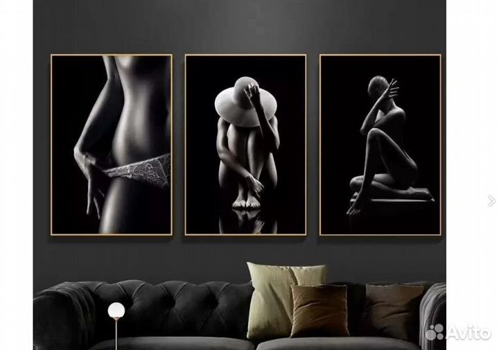 Стильная картина на холсте. Девушка в чб