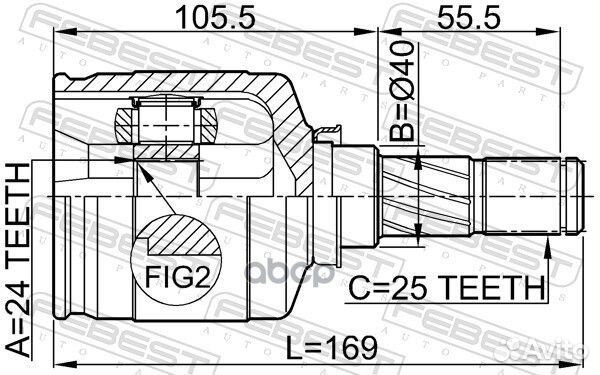 ШРУС внутренний левый 24x40x25 (nissan primera P12