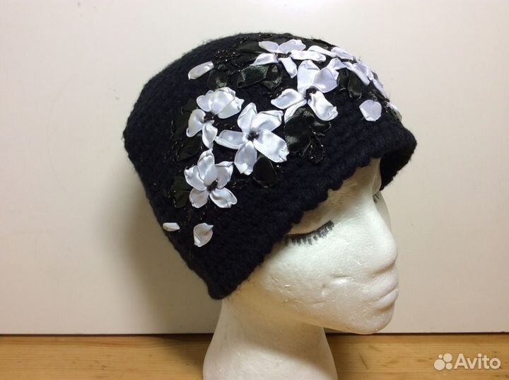 Эксклюзивная шапочка с лентами, р-р 54-57, арт 193