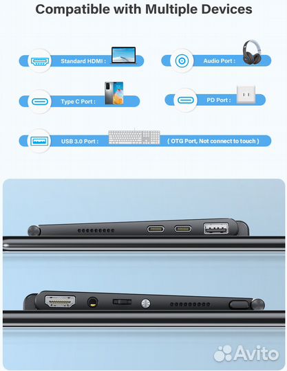 Портативный 15.6 IPS FHD с тачем hdmi type-c новый