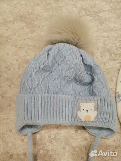 Шапка зимняя для малыша + еще 2 в подарок