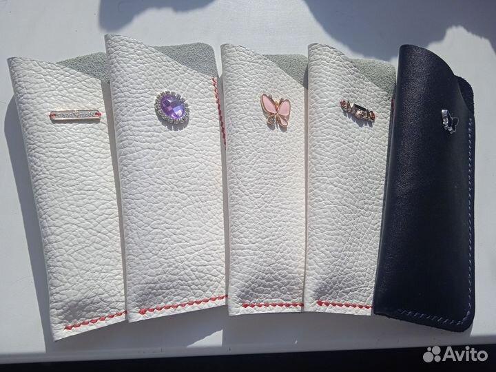 Чехол для очков, натуральная кожа, ручная работа