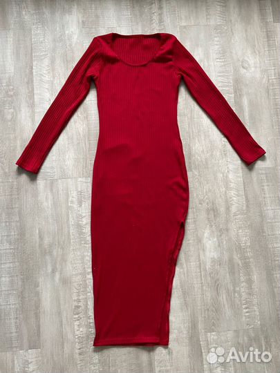 Платье миди с разрезом лапша 42-44