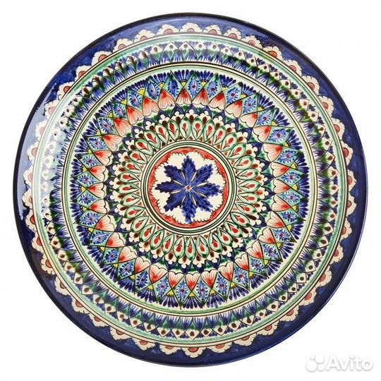 Ляган синий 34 см. глубокий Риштан