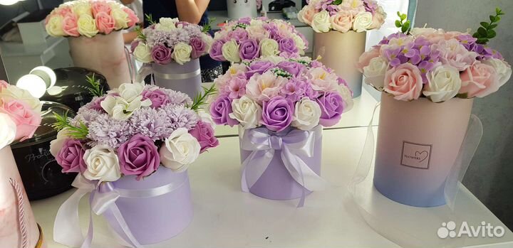 Букеты микс из мыльных роз