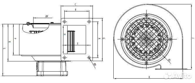 Вентилятор улитка Bahcivan bdrs 120-60 радиальный