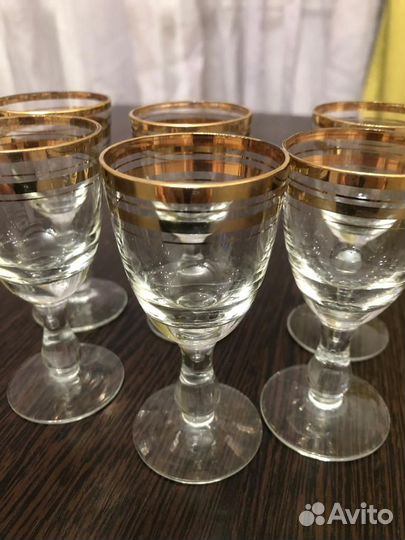 Рюмки стекло, стаканы хрусталь по 6 штук 1970х