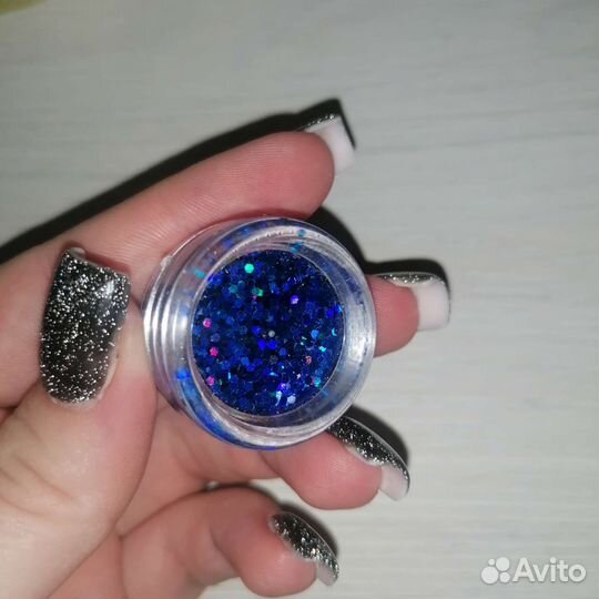 Блестки для ногтей, втирка