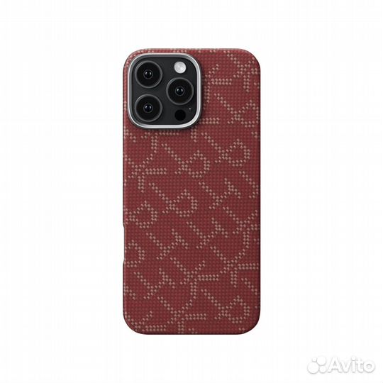 Чехол pitaka Monogram 16 Pro Max PTK-Red/Gold