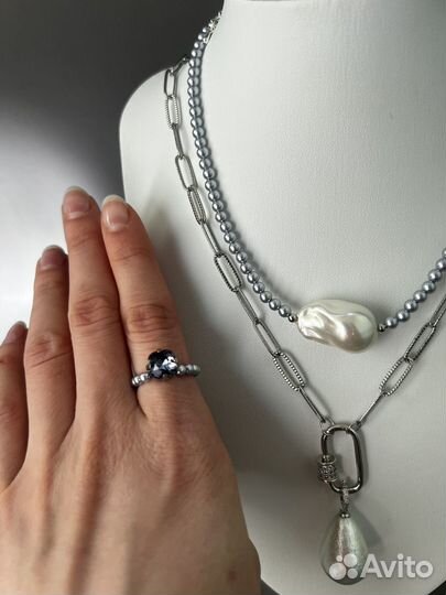 Колье из жемчуга цепь