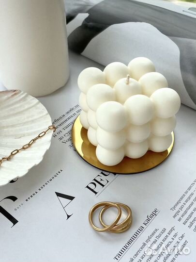 Свеча из натурального воска Bubbles и Ракушка