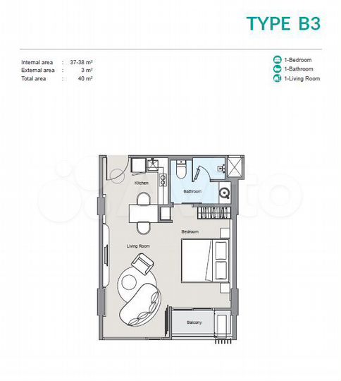 1-к. квартира, 35 м² (Таиланд)