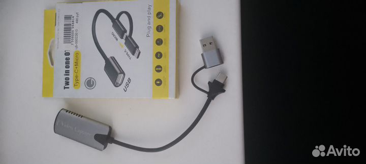 Переходник OTG 2in1, hdmi - Type-C + USB