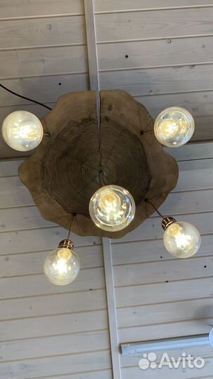 Люстра из дерева в стиле лофт