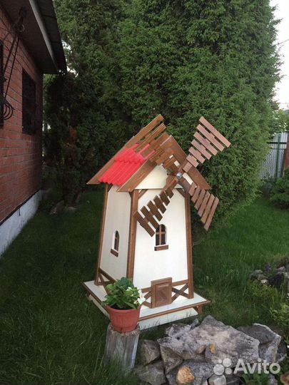 Садовый декор Мельница Телега