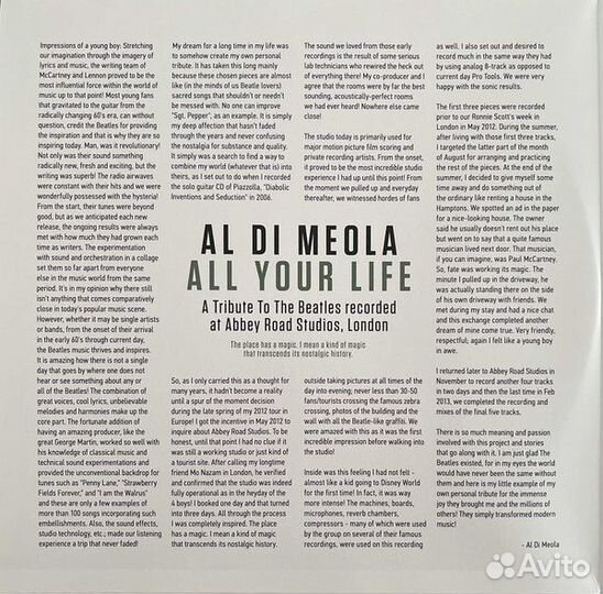 Виниловая пластинка Di Meola, Al - All Your Life: