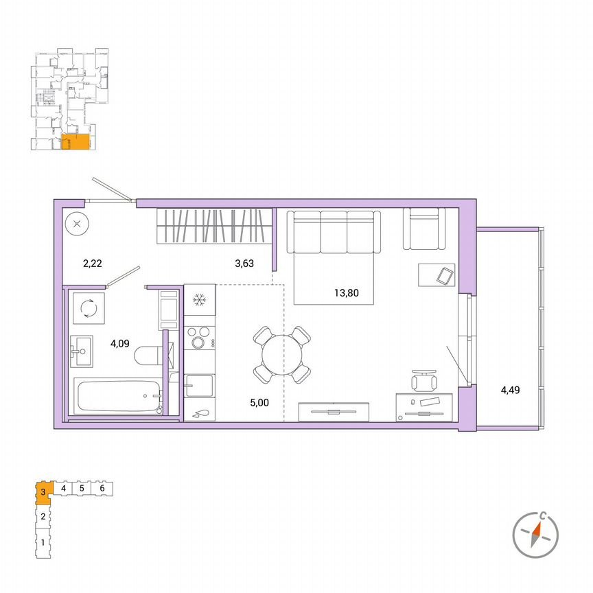 Квартира-студия, 30,1 м², 4/7 эт.