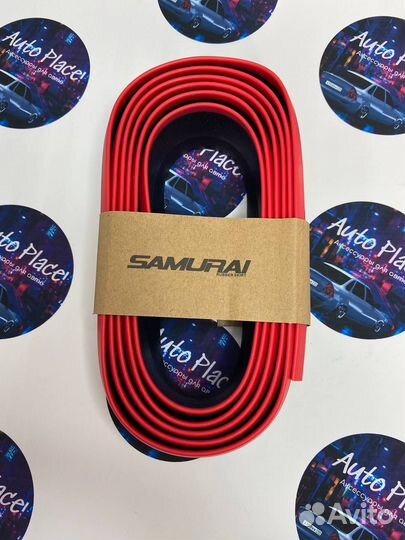 Губа на бампер samurai карбон с красным кантом