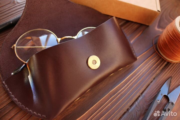 Футляр для очков из кожи коричневый (мягкий)