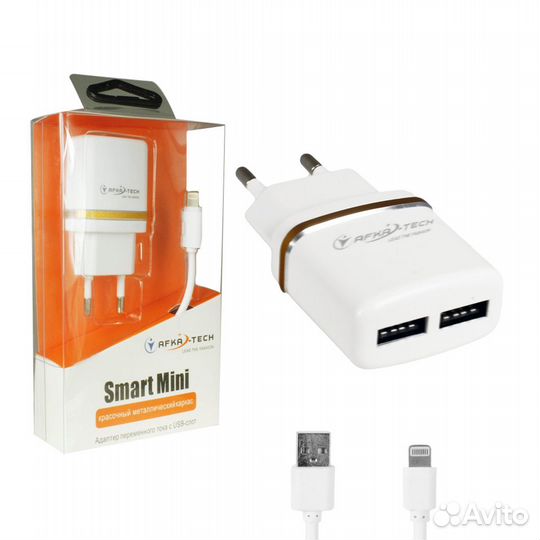 Сзу Afka-tech 2USB 2A + Lightning cable