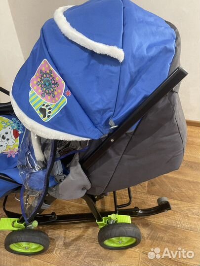 Детские санки коляска с большими колесами