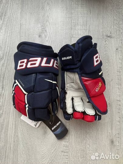 Краги хоккейные Bauer ultrasonic 14 красно-синие