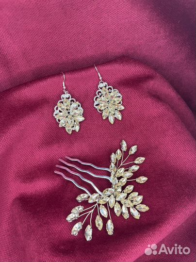 Диадема, гребень,сережки ручной работы