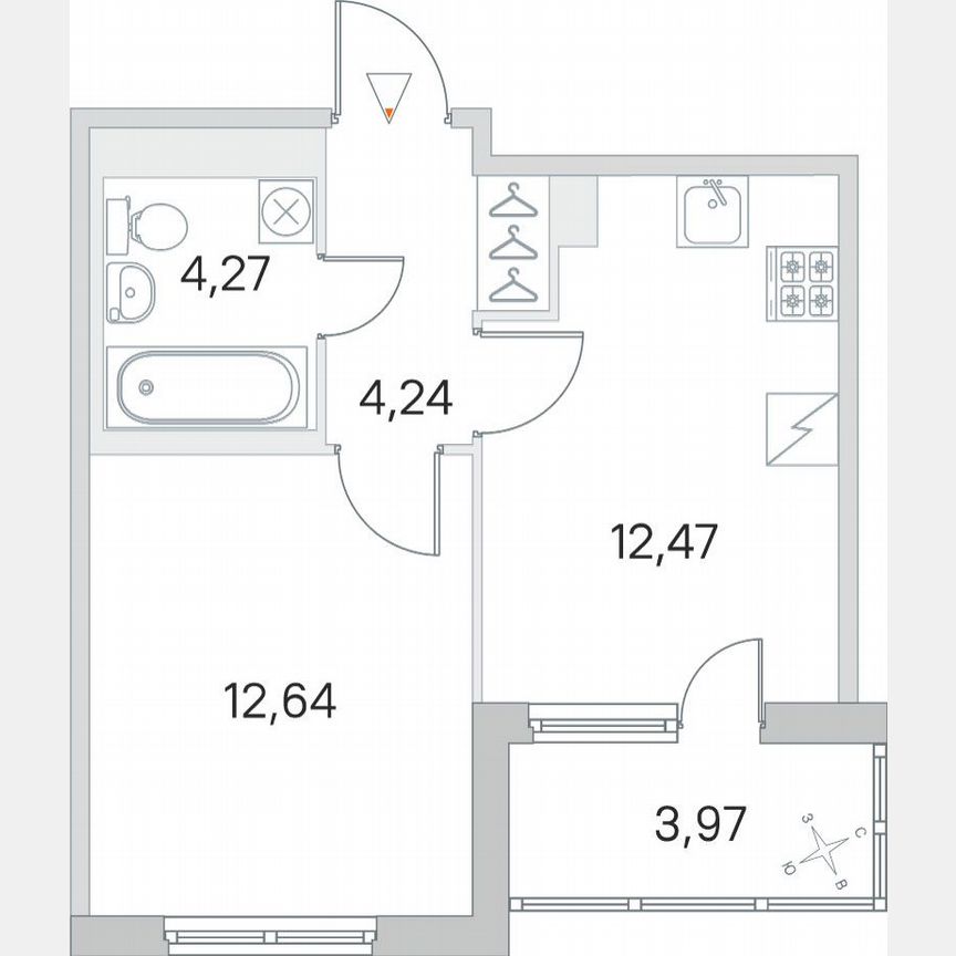 1-к. квартира, 35,6 м², 3/5 эт.