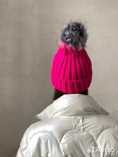 Шапка женская зимняя вязаная фуксия