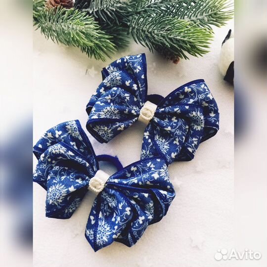 Банты для волос джинсовые