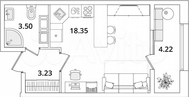 Квартира-студия, 27,2 м², 15/22 эт.